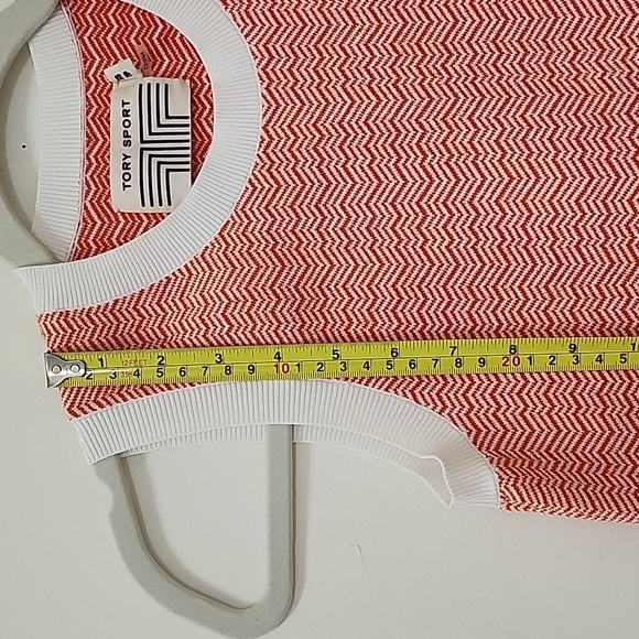 Tory Burch Sport Sleeveless Knit Top Orange White Chevron Size XS - Picture 6 of 17